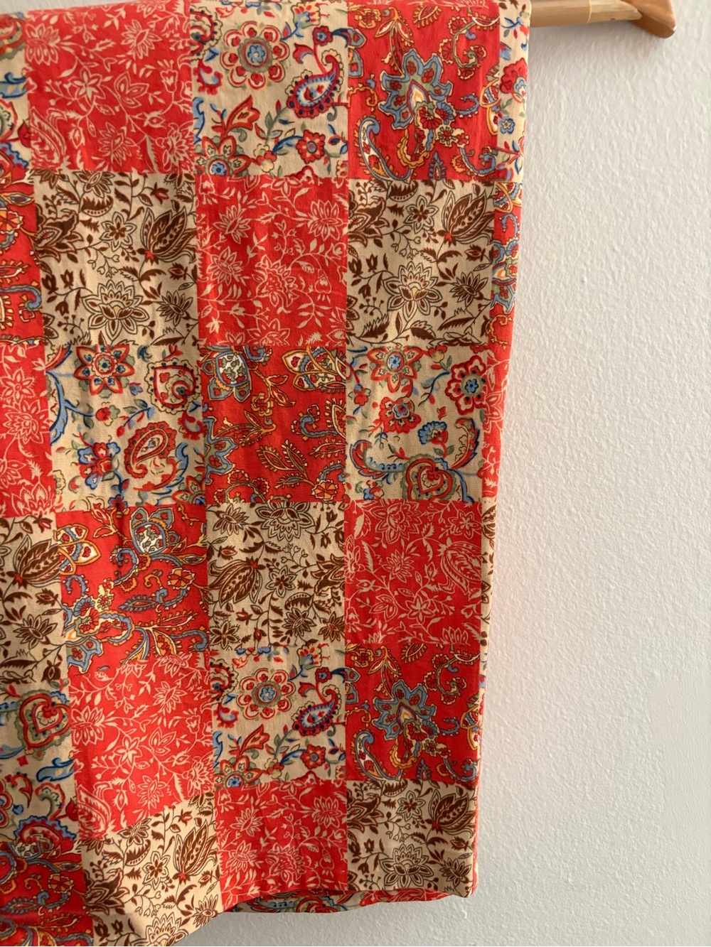 Jones New York Red and Cream Patchwork Floral Pencil Skirt